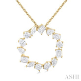 1 Ctw Circle Multi-Cut Diamond Fashion Pendant With Chain in 14K Yellow Gold